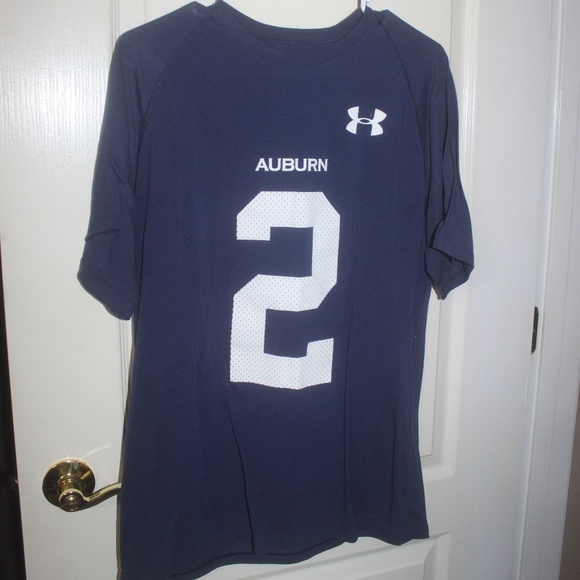 UNDER ARMOUR Heat Gear Navy Blue Short Sleeve Tee Shirt AUBURN #2 Medium…EUC - Picture 1 of 3